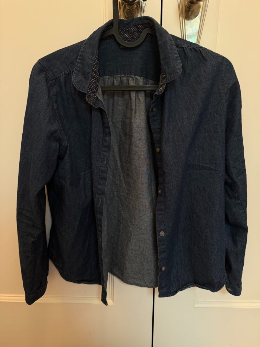 Girls' Uniqlo Dark Denim Button-Down Shirt Size 11